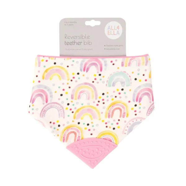 All4Ella Bandana Bib with Silicone - Watercolour Rainbow