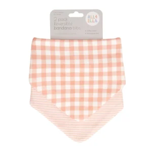 All4Ella Bandana Bibs 2pk - Gingham Strawberry