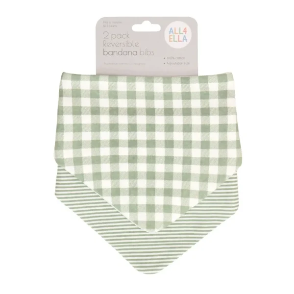 All4Ella Bandana Bibs 2pk - Gingham Sage