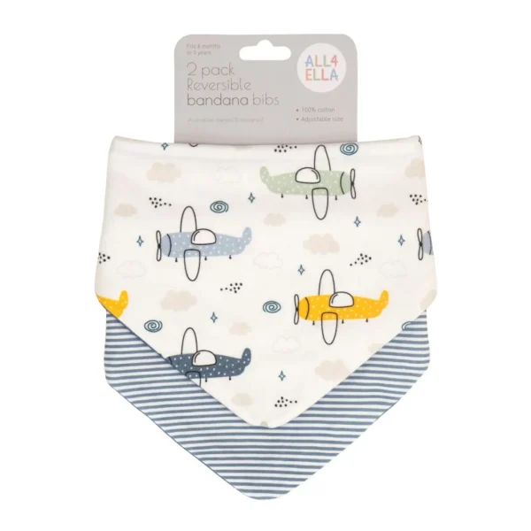 All4Ella Bandana Bibs 2pk - Plane