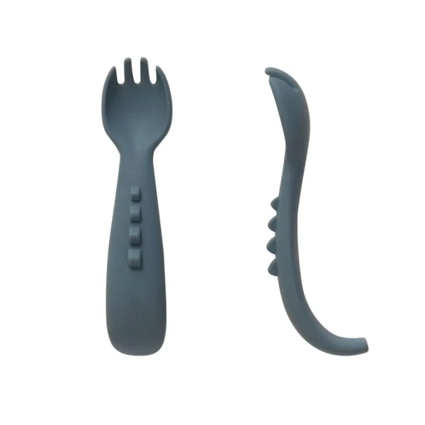 All4Ella Comfy grip silicone forks 2pk - Slate Blue