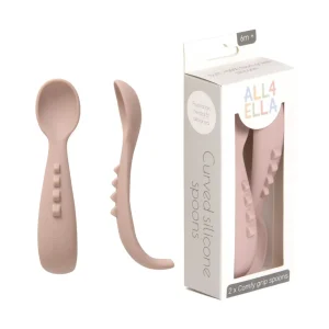 All4Ella Comfy grip silicone spoons 2pk - Dusty Pink