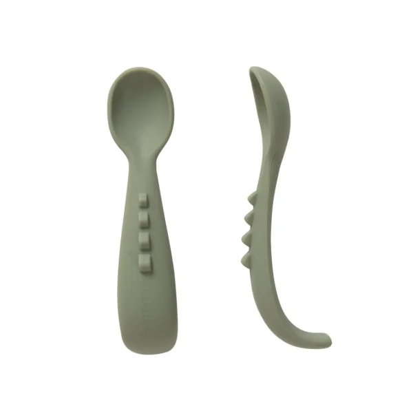 All4Ella Comfy grip silicone spoons 2pk - Olive