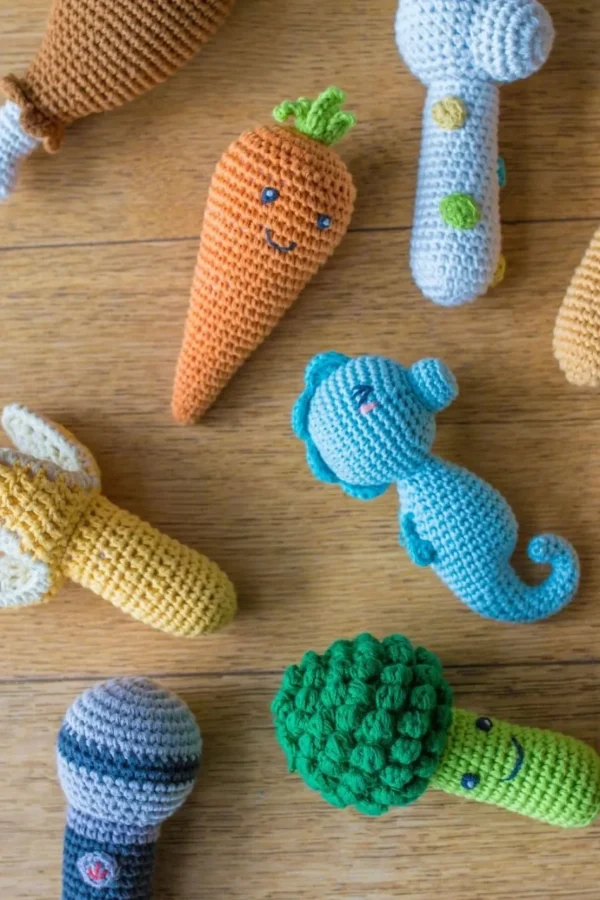 Little Linen Crochet Rattle - Broccoli