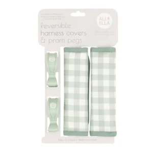 All4Ella Harness Covers & Pram Pegs - Gingham Sage