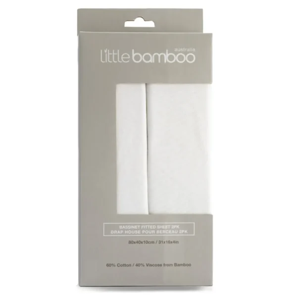 Little Linen Little Bamboo Jersey Fitted Sheet Bassinet 2Pk Natural