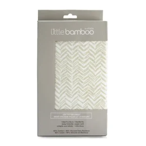 Little Linen Little Bamboo Jersey Fitted Sheet Cot Herringbone Whisper