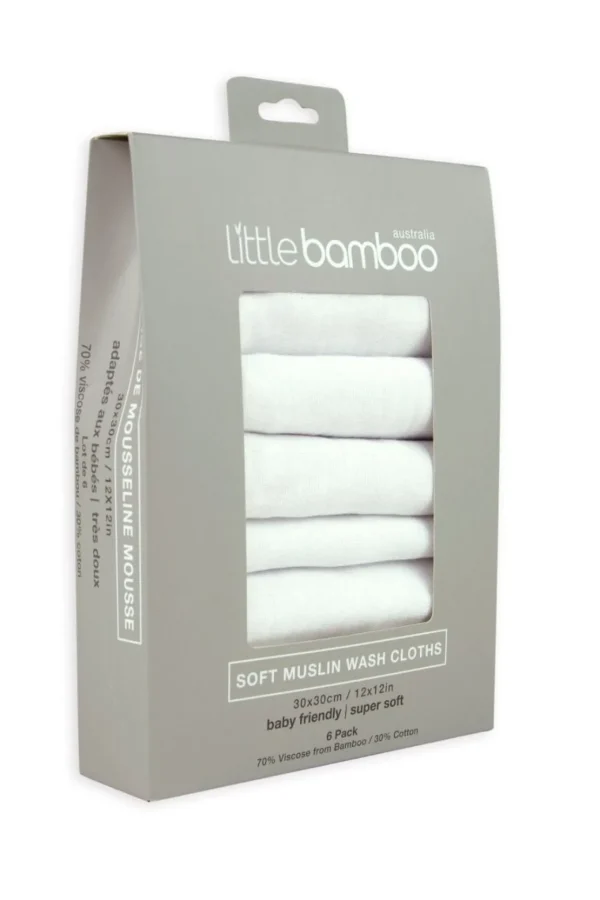 Little Linen Little Bamboo Muslin Washers 6pk - Natural