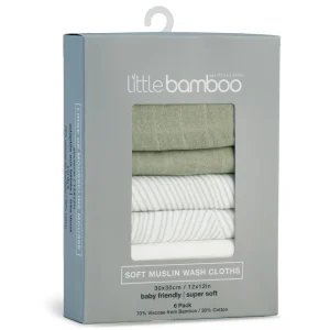 Little Linen Little Bamboo Muslin Washers 6pk - Bayleaf