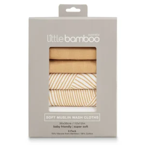 Little Linen Little Bamboo Muslin Washers 6Pk - Marigold