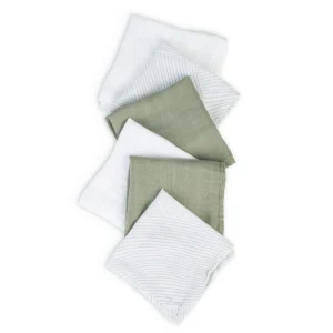 Little Linen Little Bamboo Muslin Washers 6pk - Bayleaf