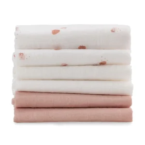 Little Linen Little Bamboo Muslin Washers 6Pk - Dusty Rose