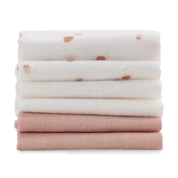 Little Linen Little Bamboo Muslin Washers 6Pk - Dusty Rose