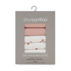 Little Linen Little Bamboo Muslin Washers 6Pk - Dusty Rose