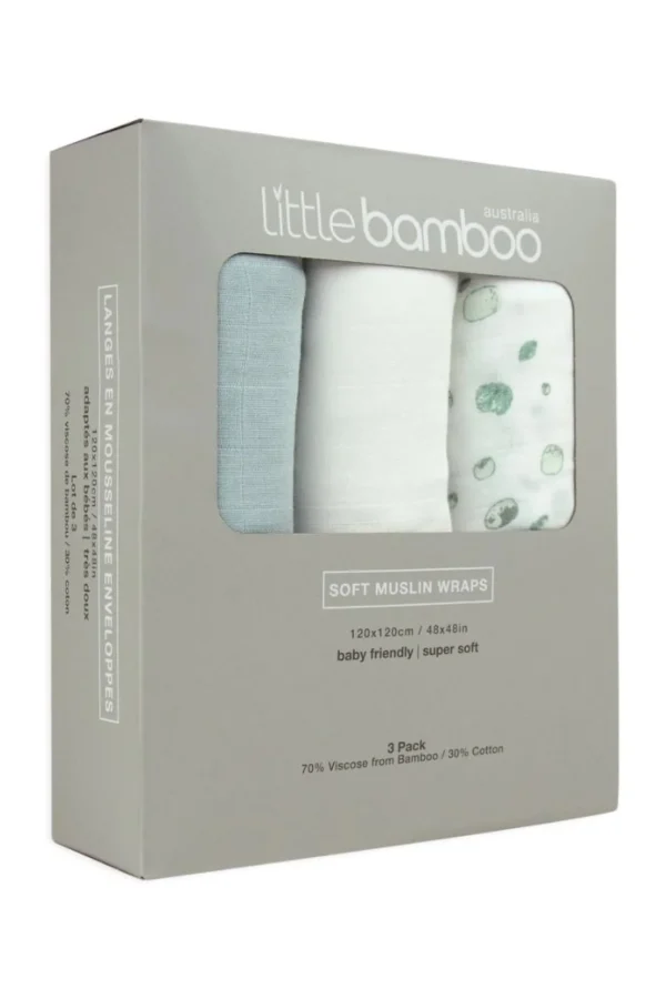 Little Linen Little Bamboo Muslin Wraps 3Pk - Whisper