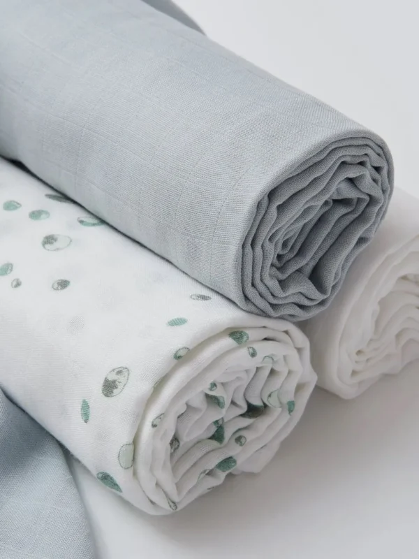 Little Linen Little Bamboo Muslin Wraps 3Pk - Whisper