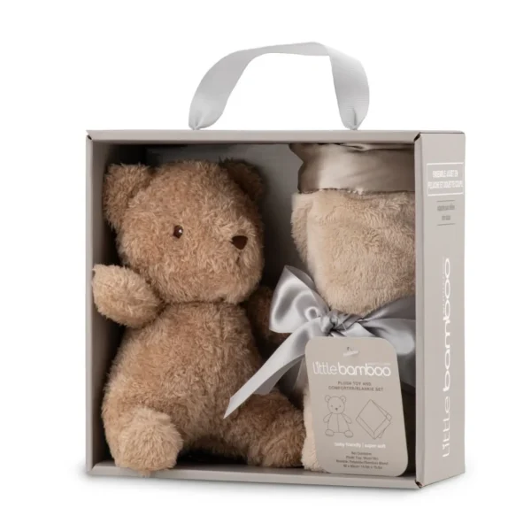 Little Linen Little Bamboo Plush & Blankie Set - Iced Coffee