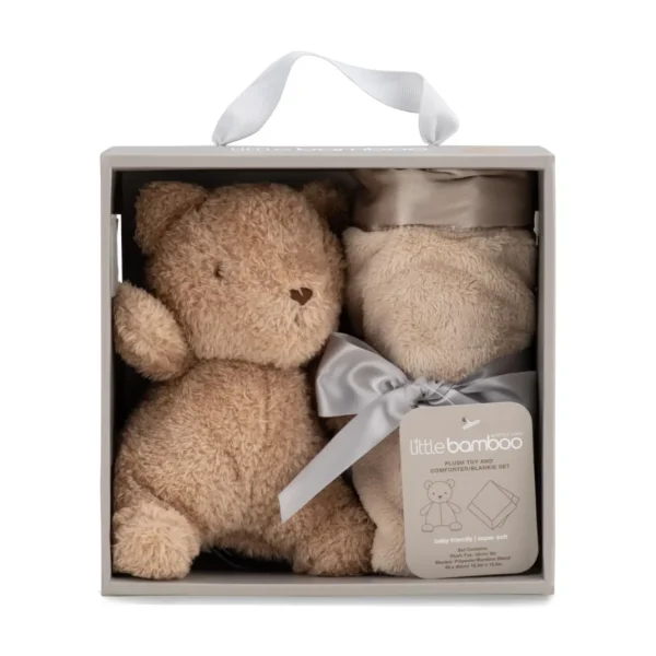 Little Linen Little Bamboo Plush & Blankie Set - Iced Coffee