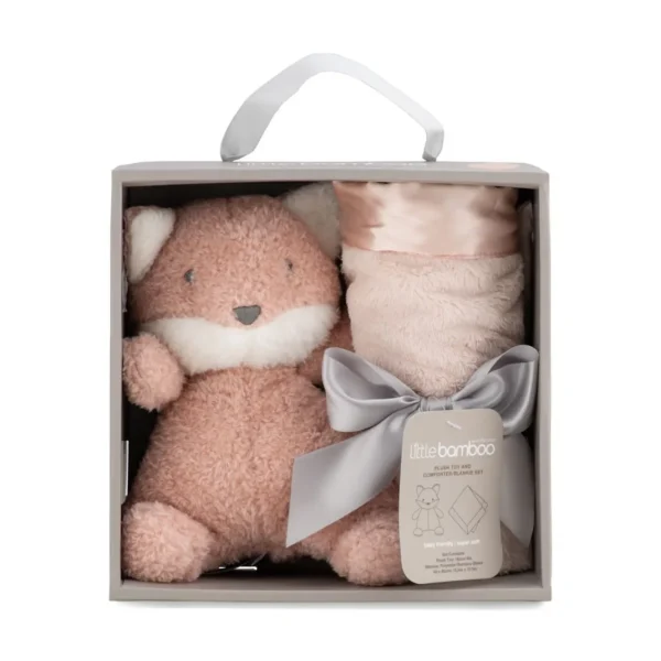 Little Linen Little Bamboo Plush & Blankie Set - Dusty Rose