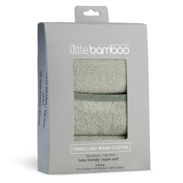 Little Linen Little Bamboo Towelling Washer 3pk - Bayleaf