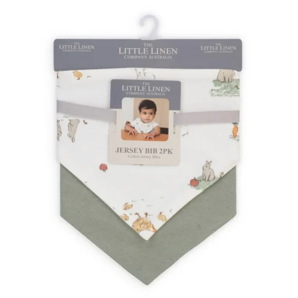 Little Linen Jersey Bib 2pk - Farmyard Lamb