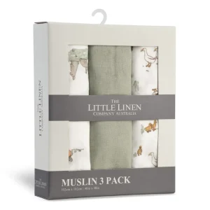 Little Linen Muslin 3pk - Farmyard Lamb
