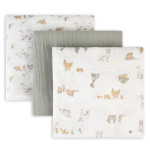 Little Linen Muslin 3pk - Farmyard Lamb