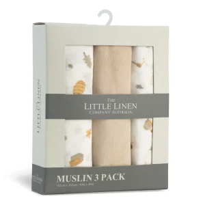 Little Linen Muslin 3pk - Nectar Bear
