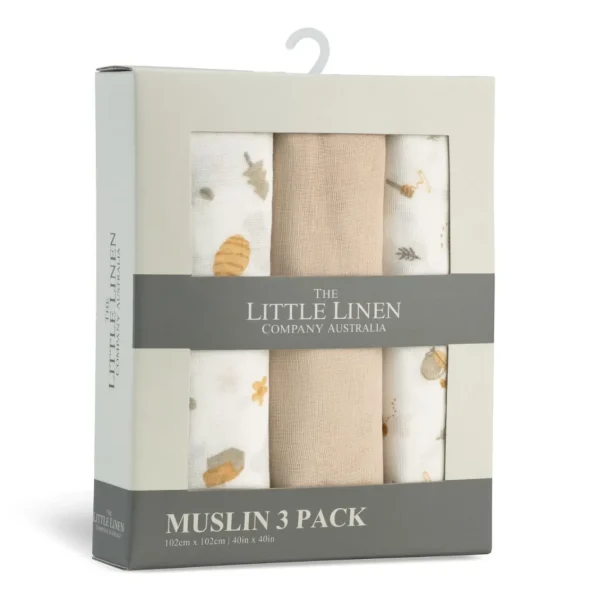 Little Linen Muslin 3pk - Nectar Bear