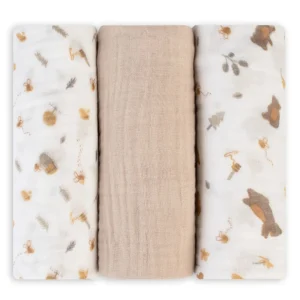 Little Linen Muslin 3pk - Nectar Bear