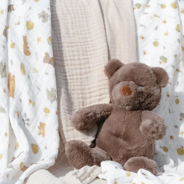 Little Linen Muslin 3pk - Nectar Bear