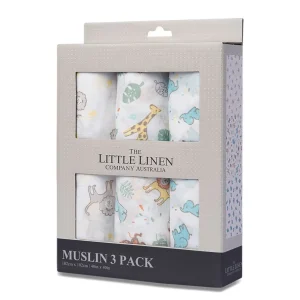 Little Linen Muslin 3Pk - Safari Bear
