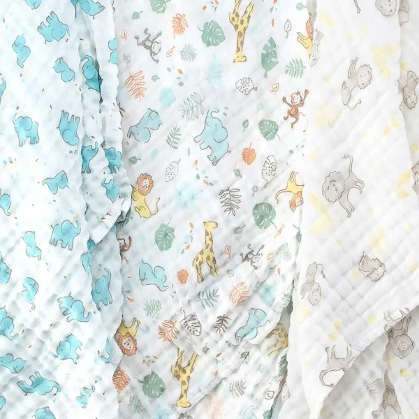 Little Linen Muslin 3Pk - Safari Bear