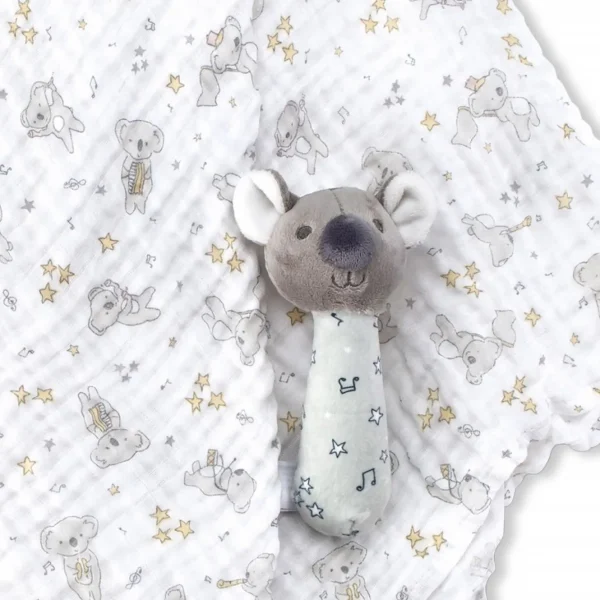 Little Linen Muslin Wrap & Crinkle Toy - Cheeky Koala