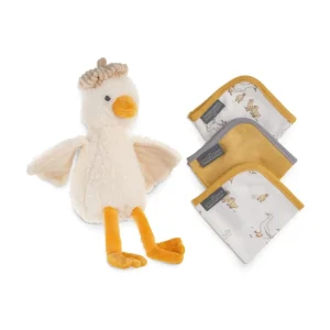 Little Linen Plush Toy & Washers - Fuzzy Duck