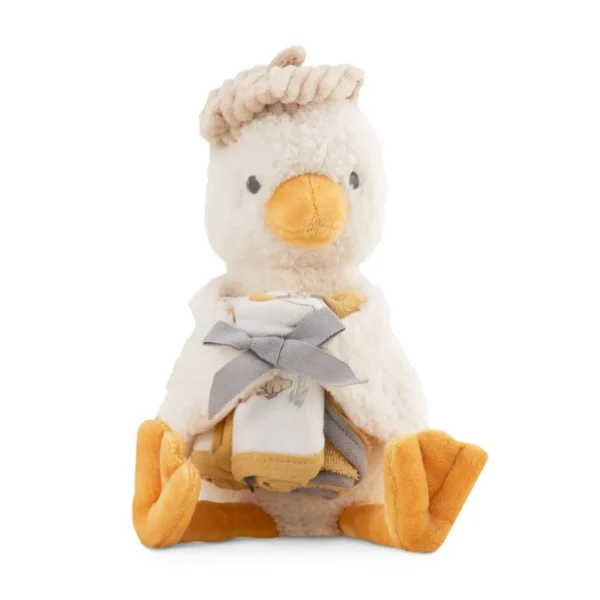 Little Linen Plush Toy & Washers - Fuzzy Duck