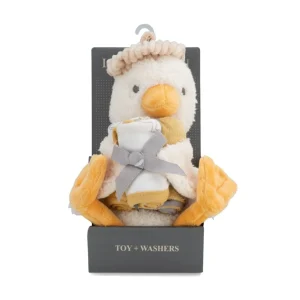 Little Linen Plush Toy & Washers - Fuzzy Duck