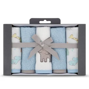 Little Linen Towelling Washer 5Pk - Safari Bear