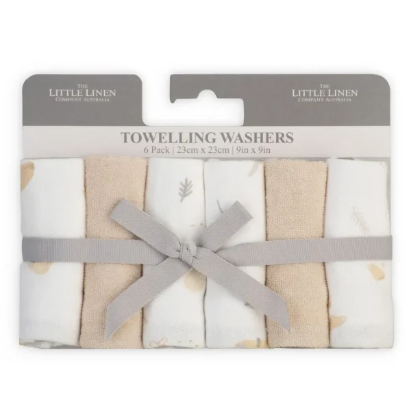 Little Linen Towelling Washer 6pk - Nectar Bear