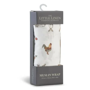 Little Linen LL MUSLIN 1PK FARMYARD LAMB