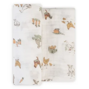 Little Linen LL MUSLIN 1PK FARMYARD LAMB