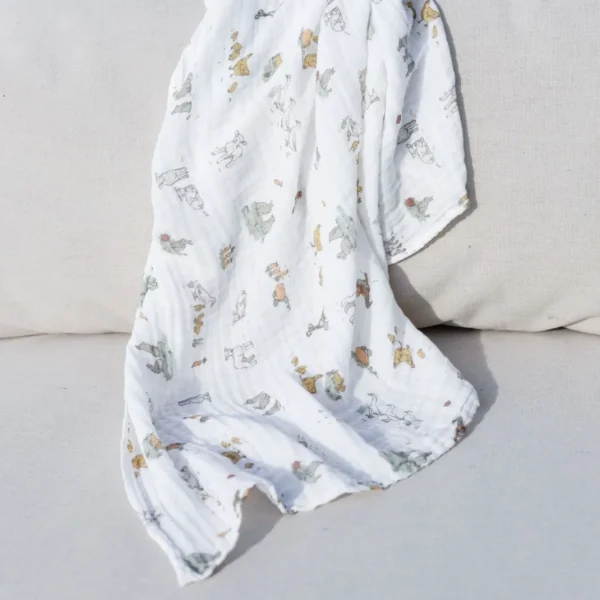 Little Linen LL MUSLIN 1PK FARMYARD LAMB