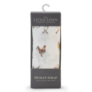Little Linen LL MUSLIN 1PK FARMYARD LAMB