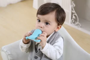 Smily Mia Nora Narwhal Silicone Teether - Light Blue