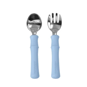 Mombella Panda Fork & Spoon - Light Blue