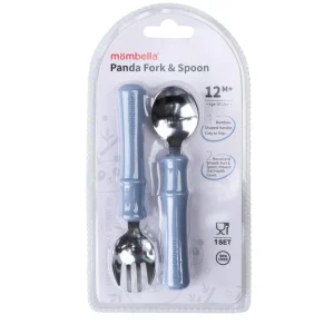 Mombella Panda Fork & Spoon - Light Blue