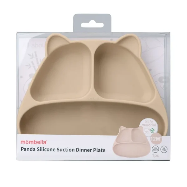 Mombella Panda Silicone Suction Dinner Plate - Light Brown