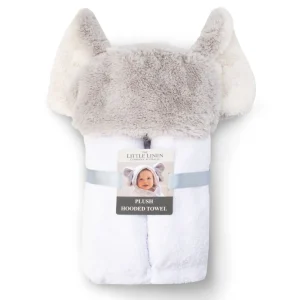 Little Linen Plush Hooded Towel Soft Grey