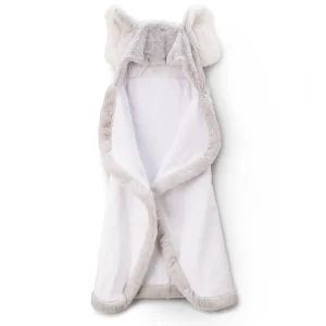 Little Linen Plush Hooded Towel Soft Grey