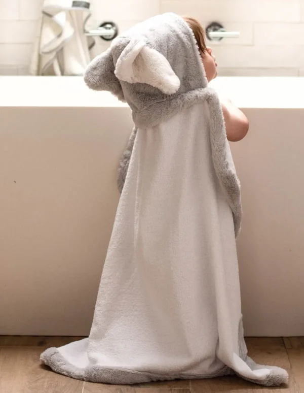 Little Linen Plush Hooded Towel Soft Grey